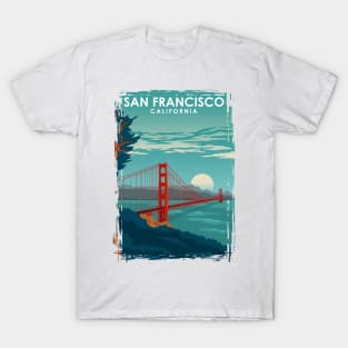 San Francisco California Travel Poster Golden Gate Brigde T-Shirt